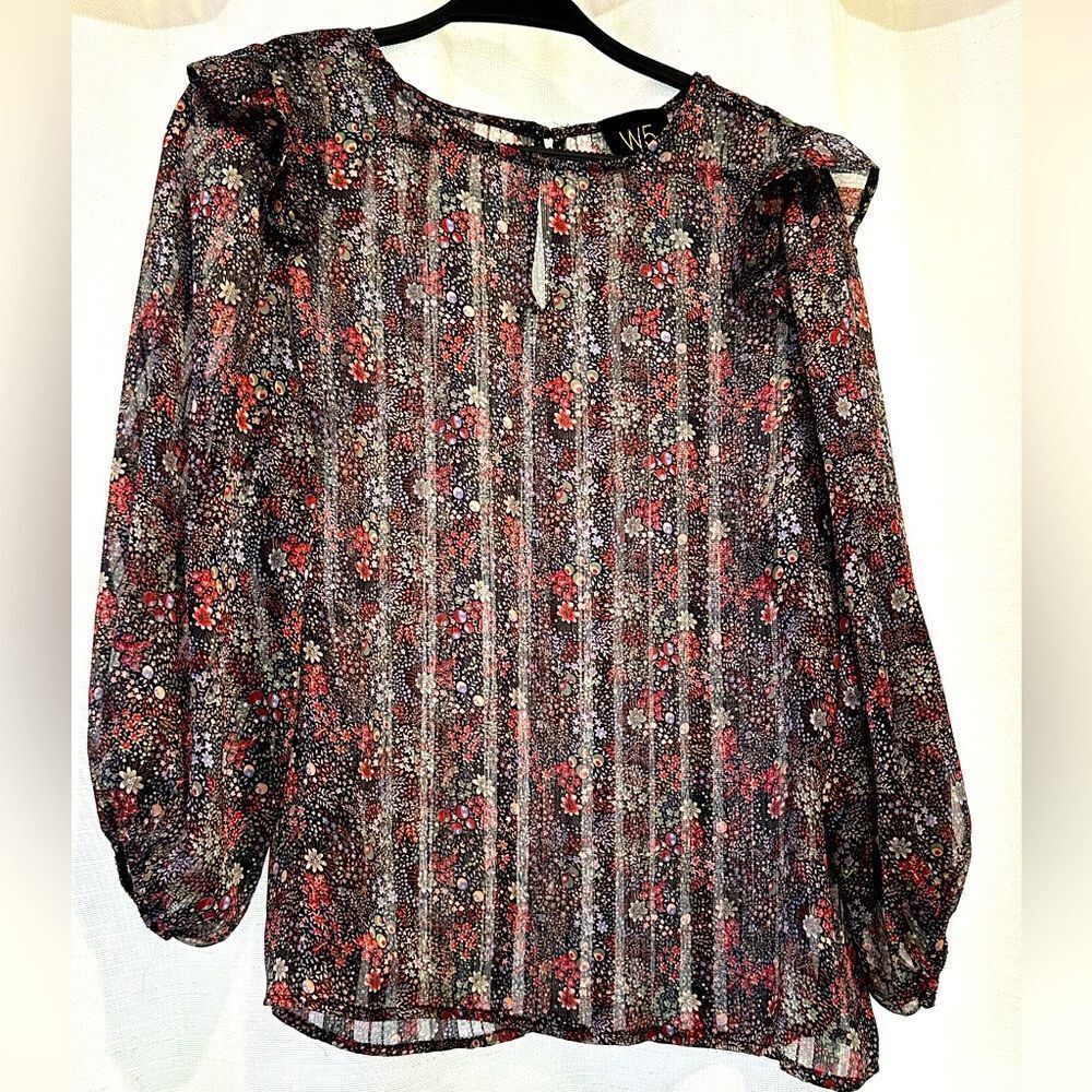 W5 Sheer black Blouse with ruffle datail